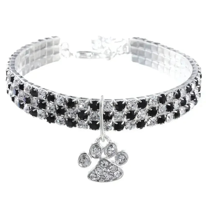 Fancy Pet Collar with Rhinestones and Silver Plating - FloofChonk