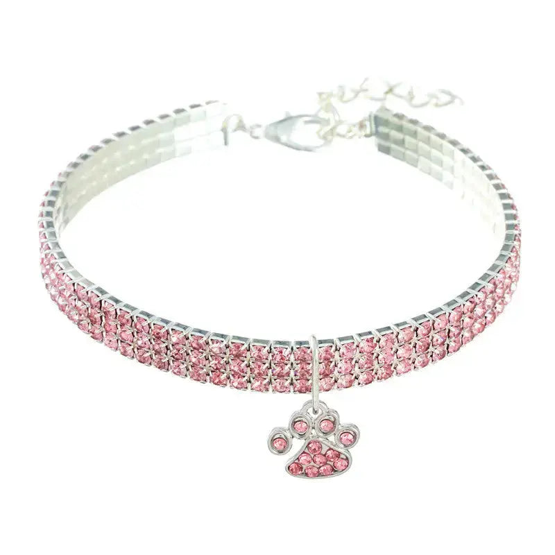 Fancy Pet Collar with Rhinestones and Silver Plating - FloofChonk