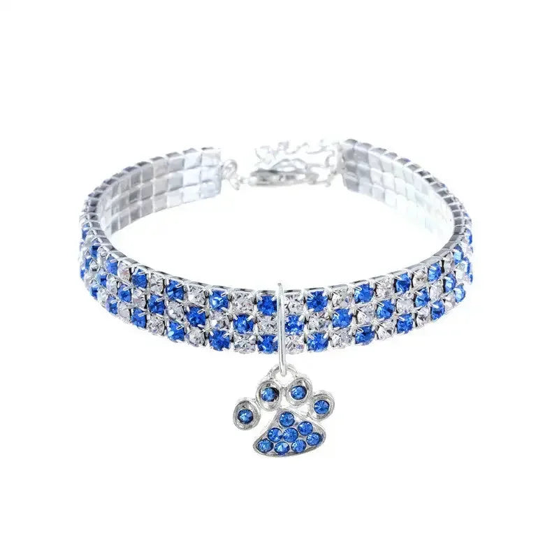 Fancy Pet Collar with Rhinestones and Silver Plating - FloofChonk