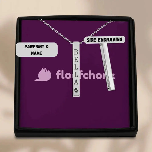Pet Name & Paw Necklace - FloofChonk