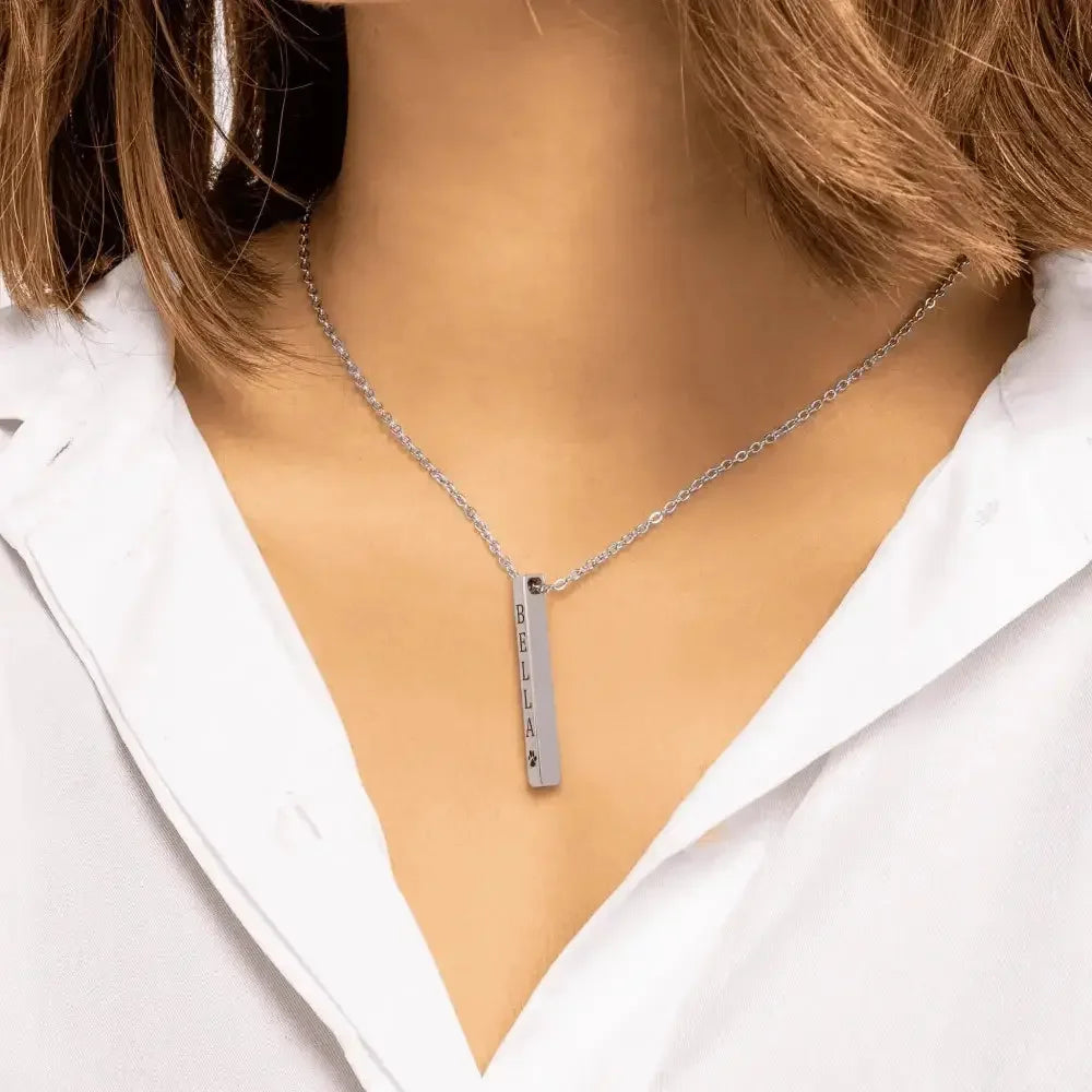 Pet Name & Paw Necklace - FloofChonk