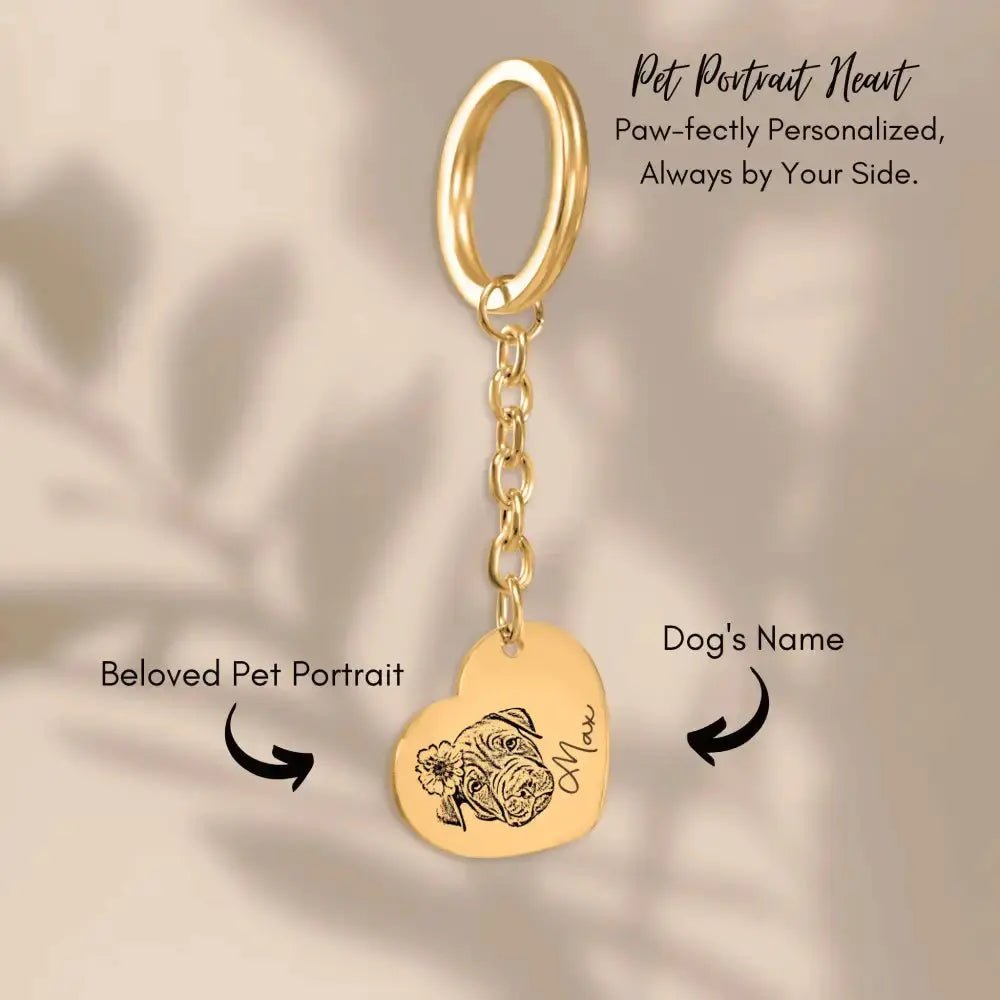Pet Portrait Heart Keychain - FloofChonk
