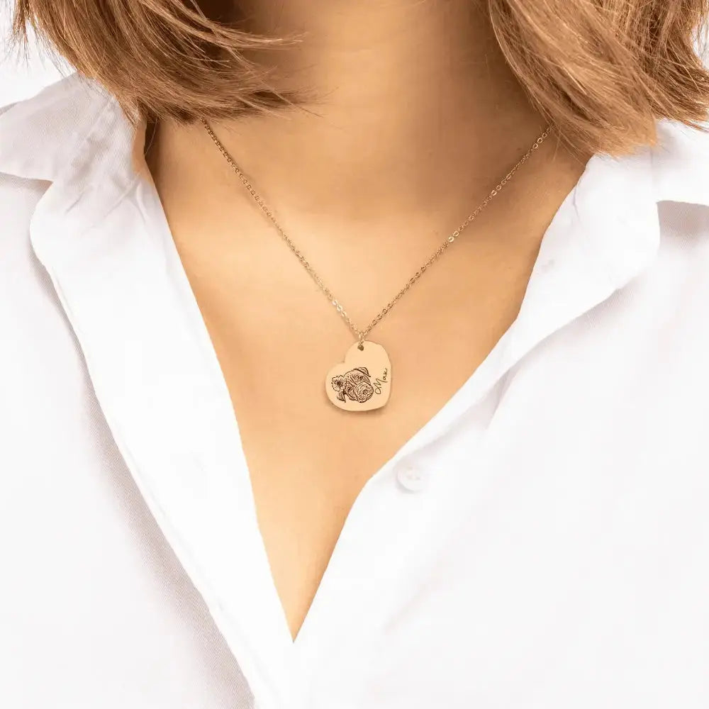 Pet Portrait Heart Necklace - FloofChonk