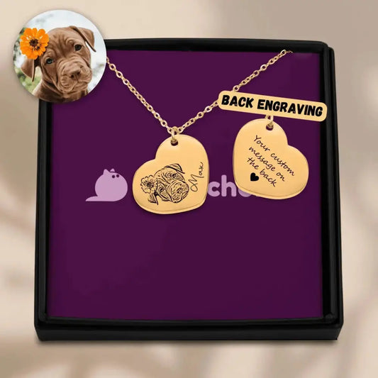 Pet Portrait Heart Necklace - FloofChonk