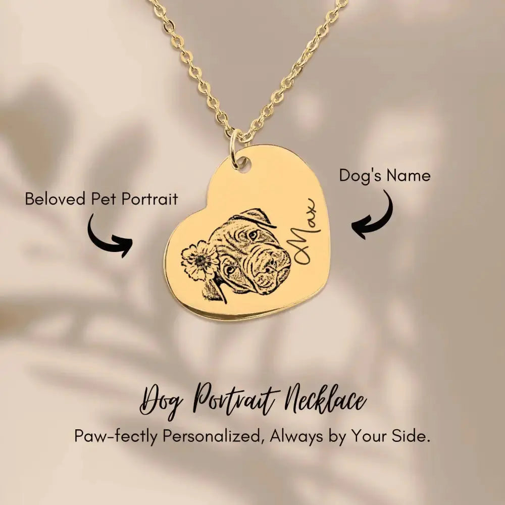 Pet Portrait Heart Necklace - FloofChonk