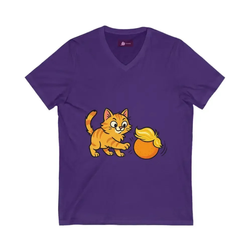 Playful Cat V-Neck Tee - FloofChonk