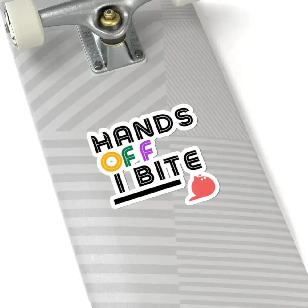 Playful 'Hands Off, I Bite' Kiss - Cut Stickers - Perfect for Cat Lovers & Fun Decor - FloofChonk