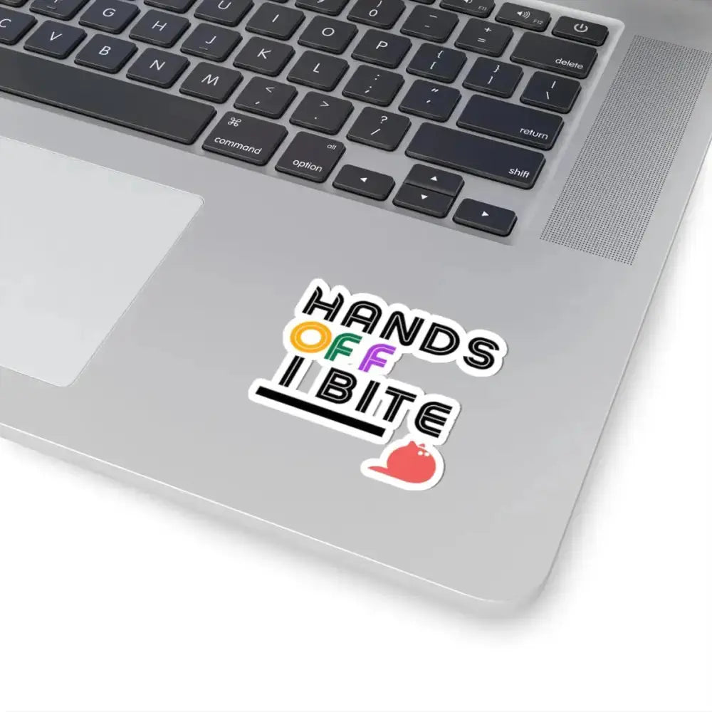 Playful 'Hands Off, I Bite' Kiss - Cut Stickers - Perfect for Cat Lovers & Fun Decor - FloofChonk
