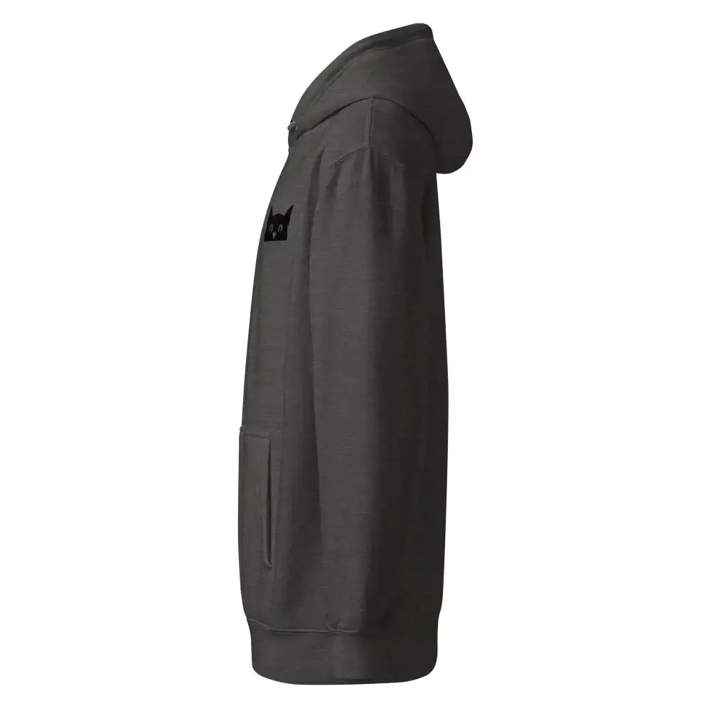 Premium Mid - Weight Hoodie with Peeking Cat - FloofChonk
