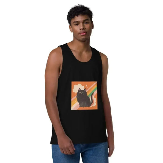Pride Cat Rainbow Men’s premium tank top - FloofChonk