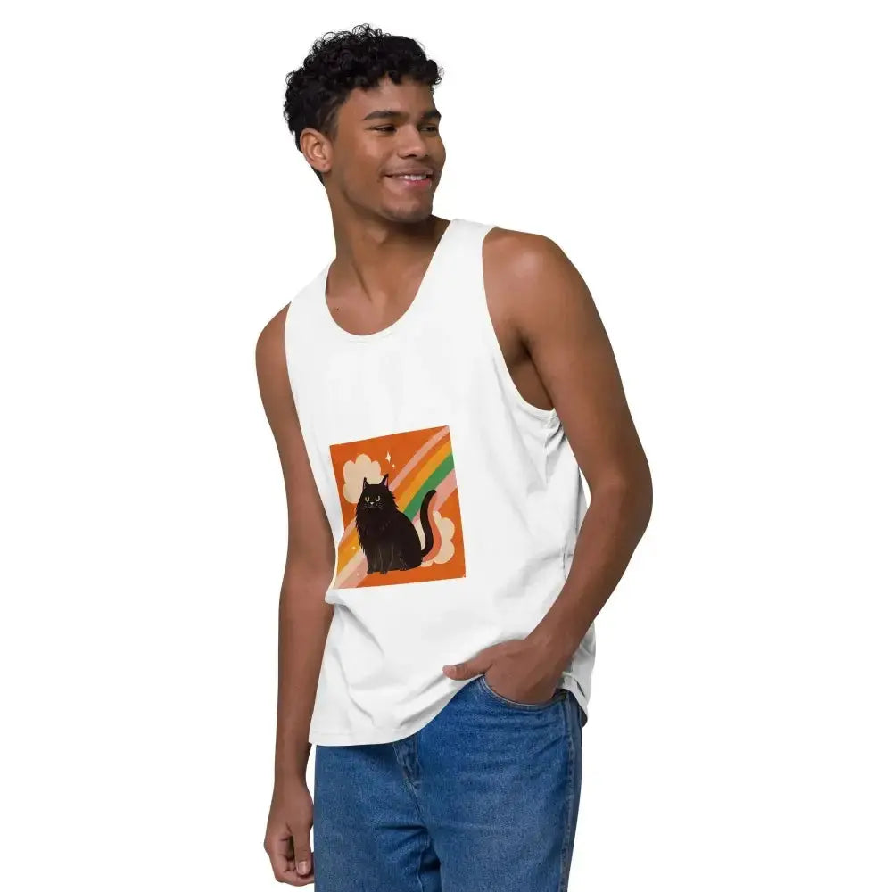 Pride Cat Rainbow Men’s premium tank top - FloofChonk