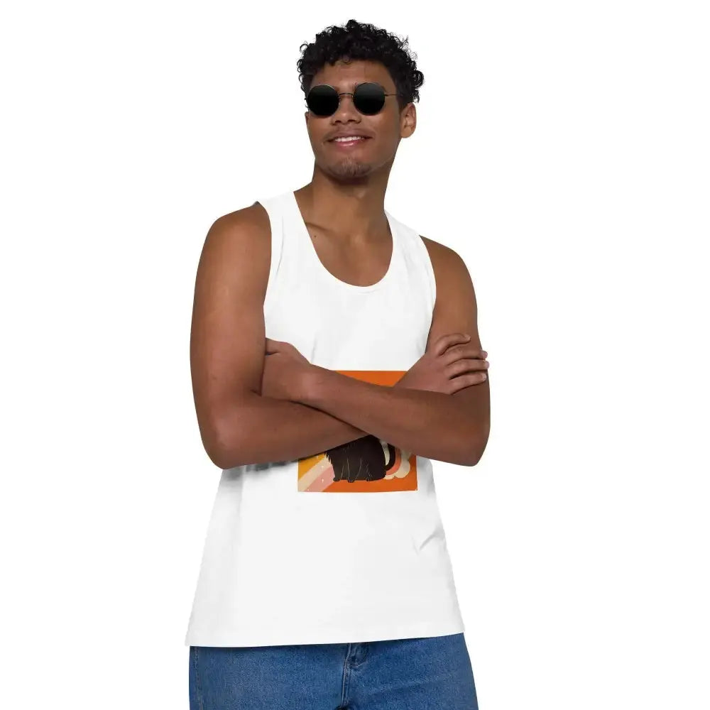 Pride Cat Rainbow Men’s premium tank top - FloofChonk