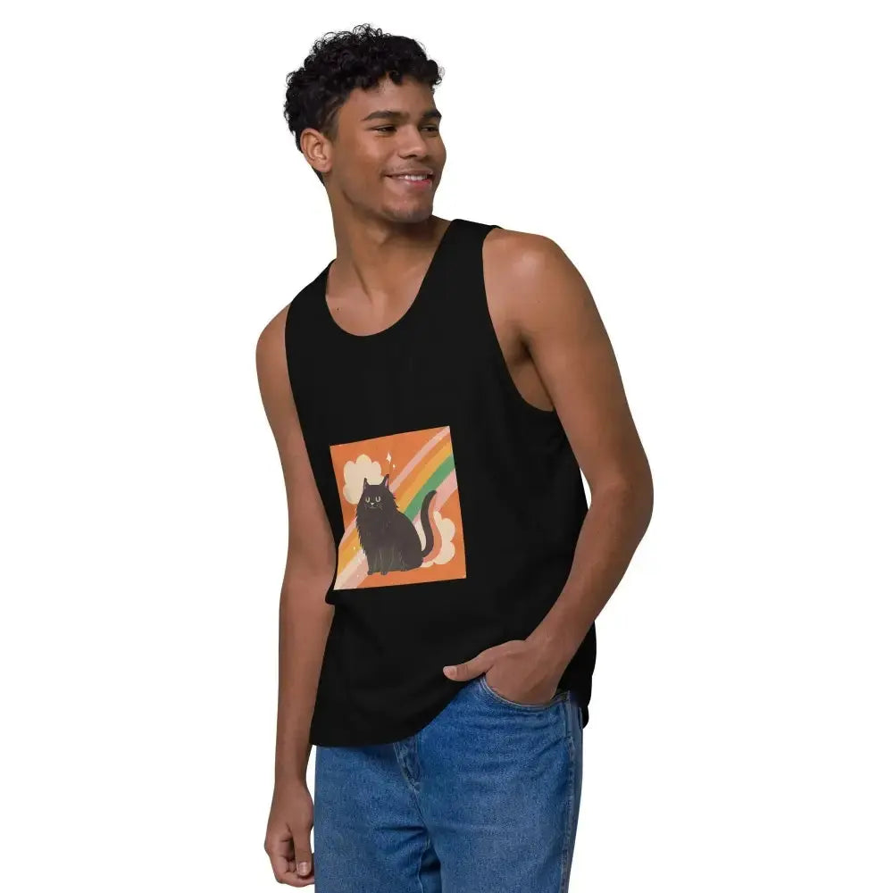 Pride Cat Rainbow Men’s premium tank top - FloofChonk