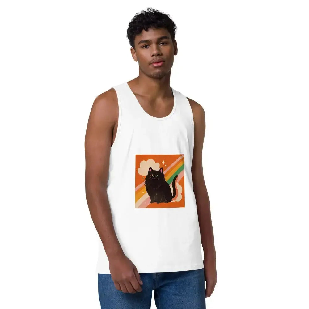Pride Cat Rainbow Men’s premium tank top - FloofChonk
