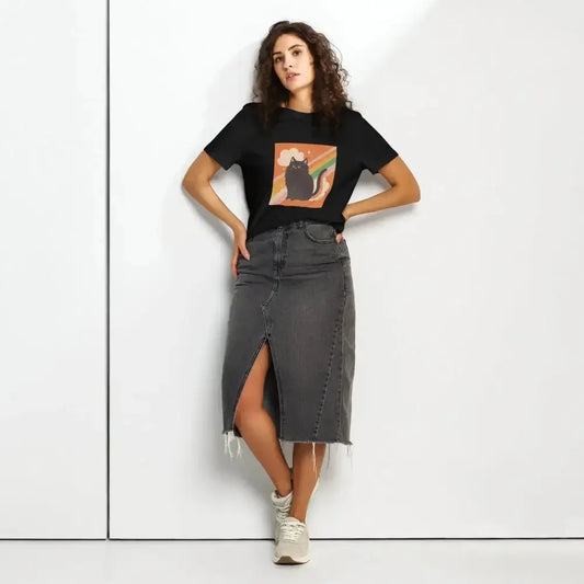 Pride Cat Rainbow Women’s Organic Ribbed Neck T-Shirt - FloofChonk