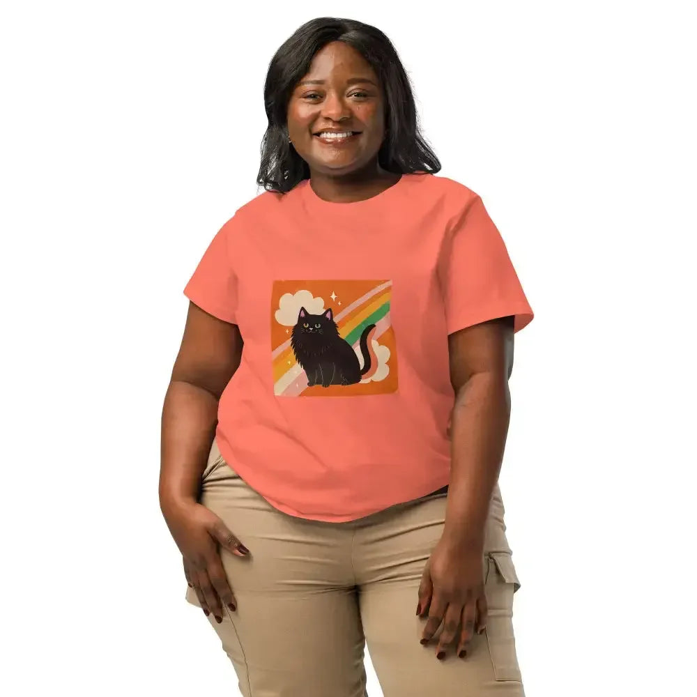 Pride Cat Rainbow Women’s Organic Ribbed Neck T-Shirt - FloofChonk