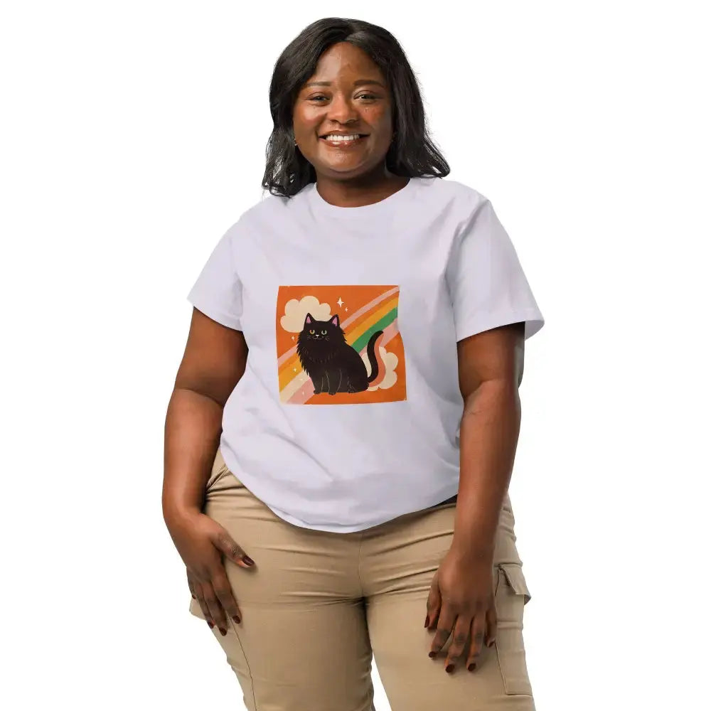 Pride Cat Rainbow Women’s Organic Ribbed Neck T-Shirt - FloofChonk