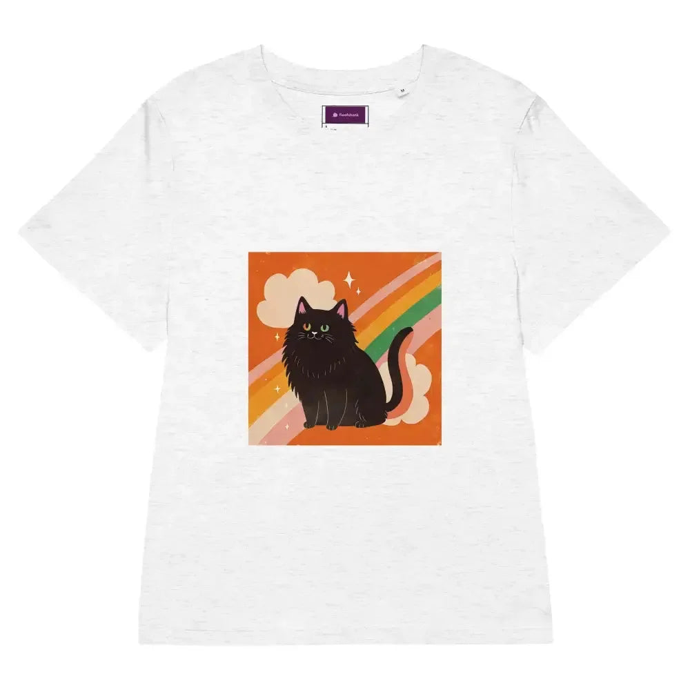 Pride Cat Rainbow Women’s Organic Ribbed Neck T-Shirt - FloofChonk