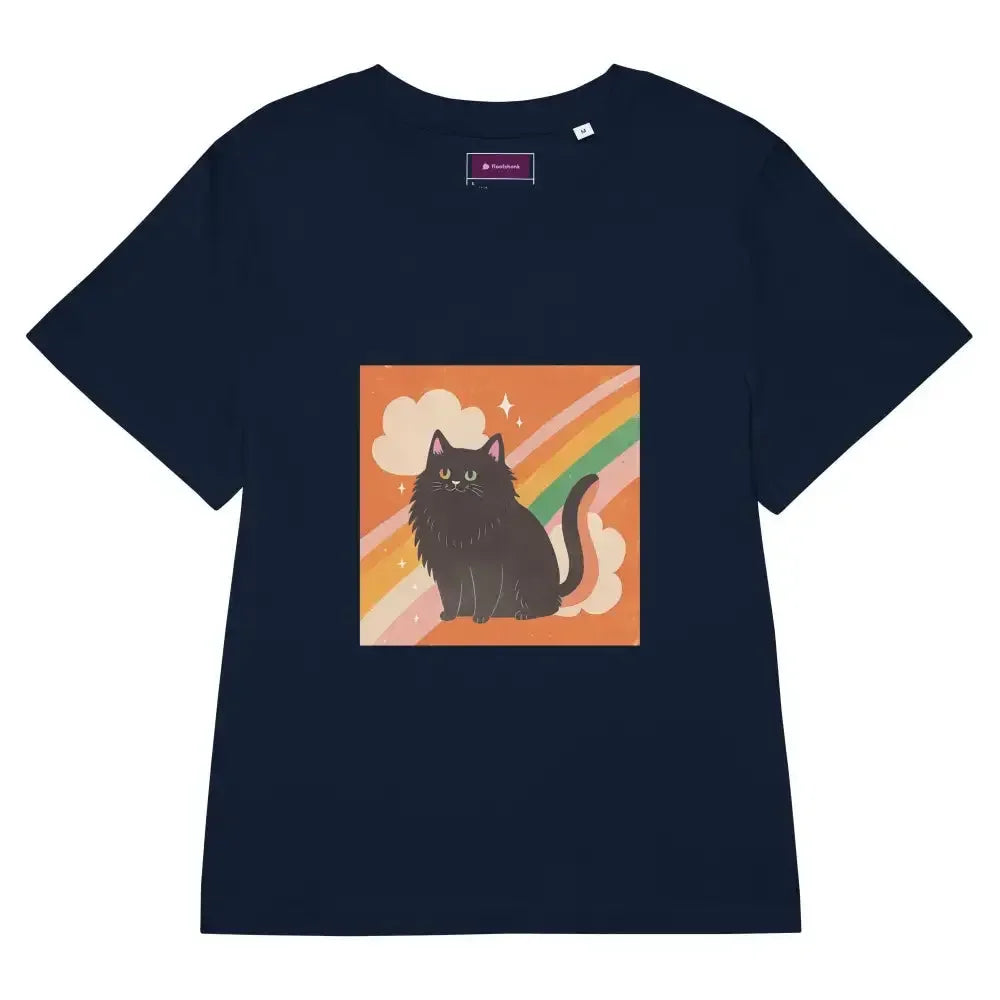 Pride Cat Rainbow Women’s Organic Ribbed Neck T-Shirt - FloofChonk