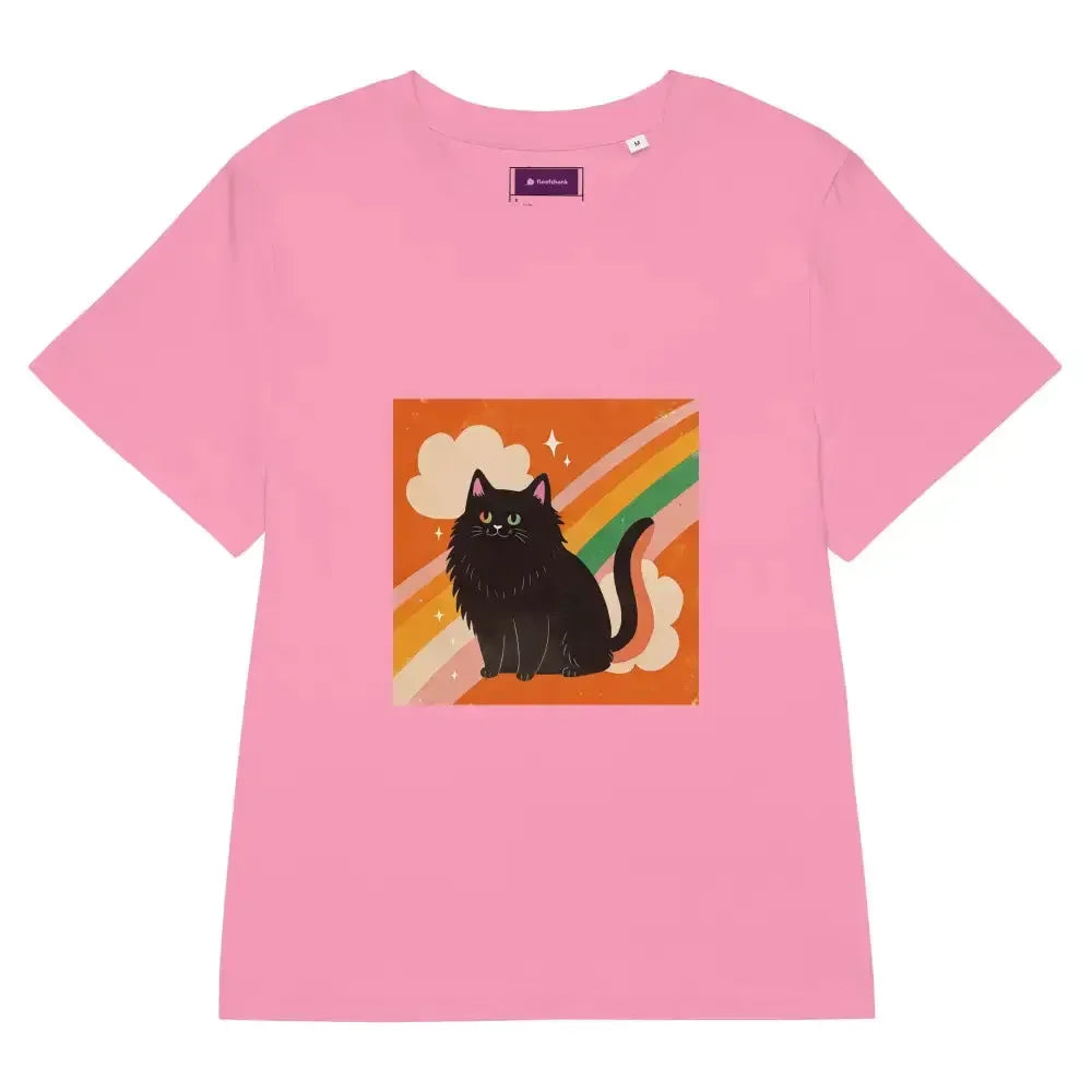 Pride Cat Rainbow Women’s Organic Ribbed Neck T-Shirt - FloofChonk