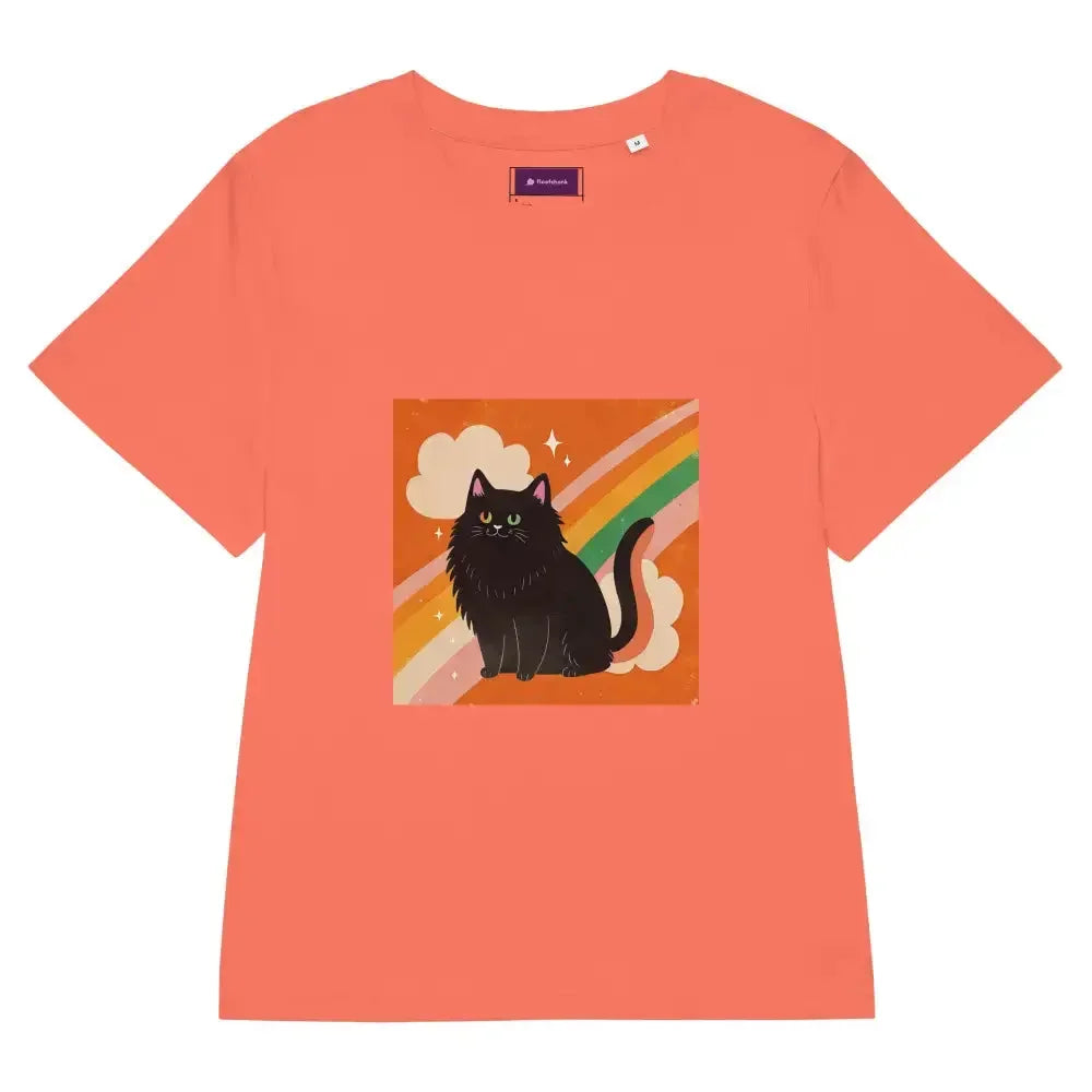 Pride Cat Rainbow Women’s Organic Ribbed Neck T-Shirt - FloofChonk
