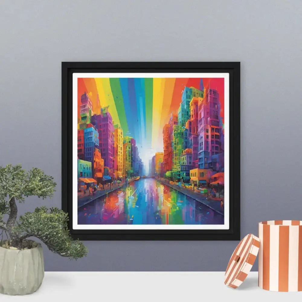 Pride Cityscape Framed Canvas - FloofChonk