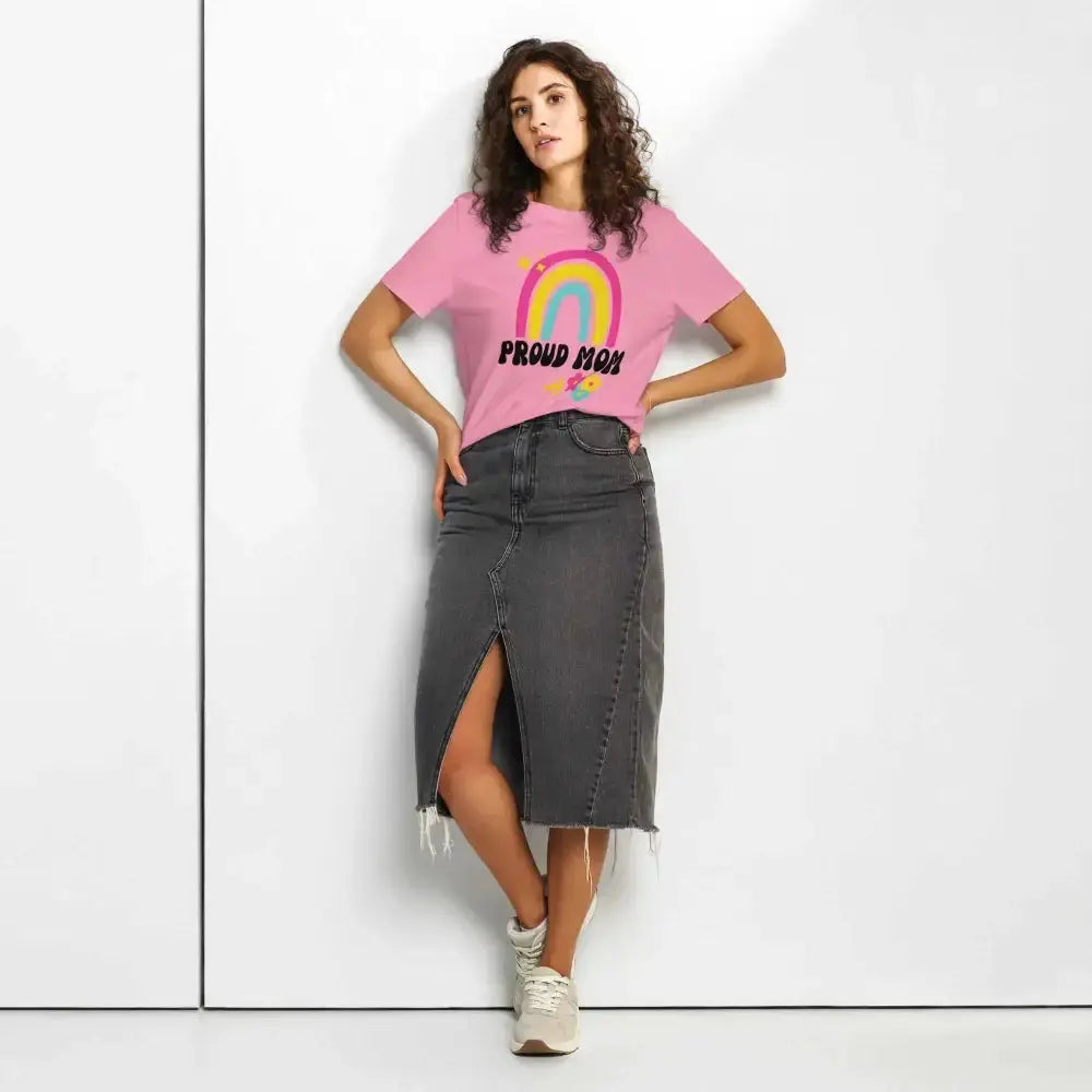 Proud Mom Womenās organic ribbed neck t-shirt - FloofChonk