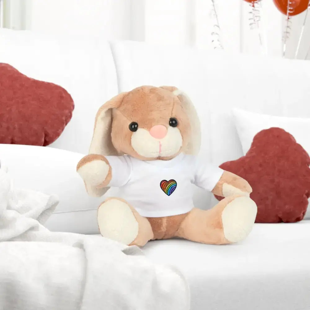 Rainbow Heart Plush Toy with T-Shirt - Perfect Gift for Kids and Loved Ones - FloofChonk