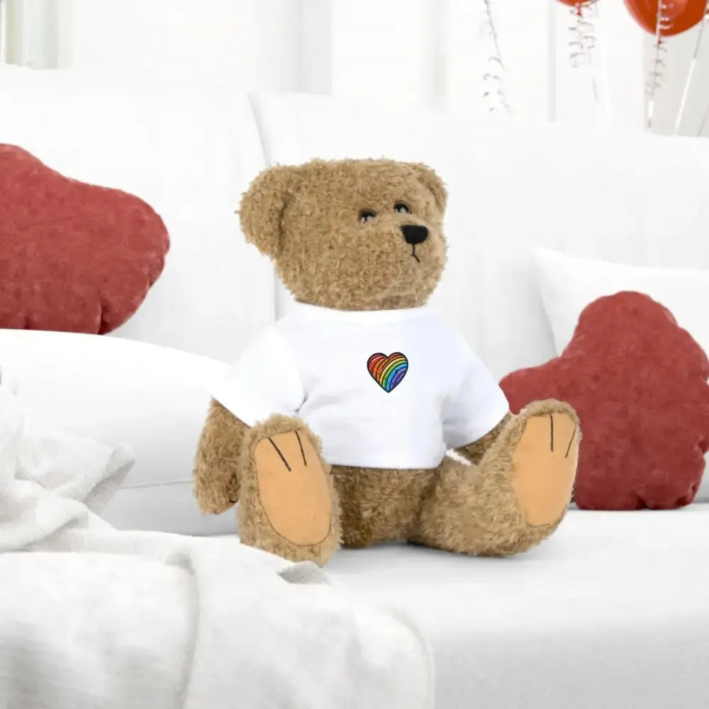 Rainbow Heart Plush Toy with T-Shirt - Perfect Gift for Kids and Loved Ones - FloofChonk