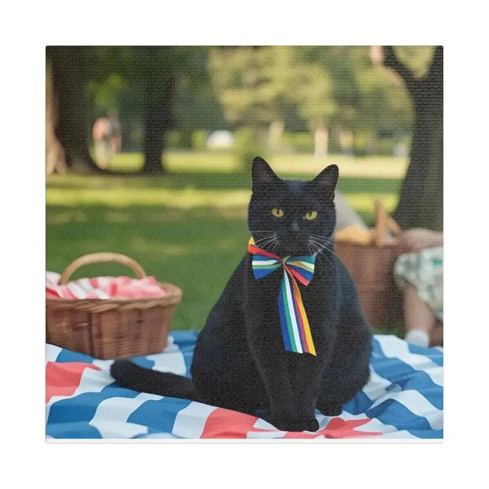 Rainbow Ribbon Cat Canvas Wall Art, Colorful Cat Decor - FloofChonk
