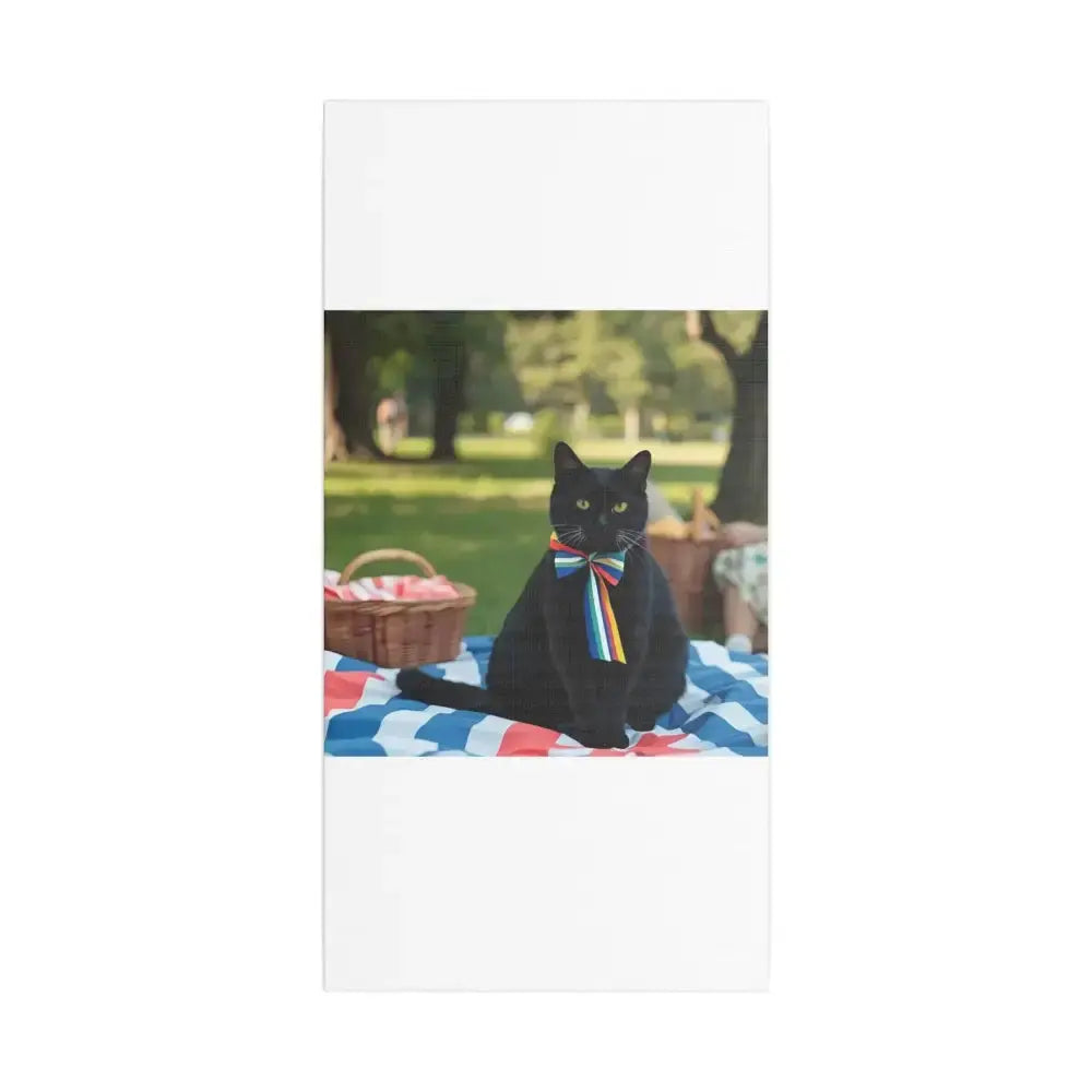 Rainbow Ribbon Cat Canvas Wall Art, Colorful Cat Decor - FloofChonk