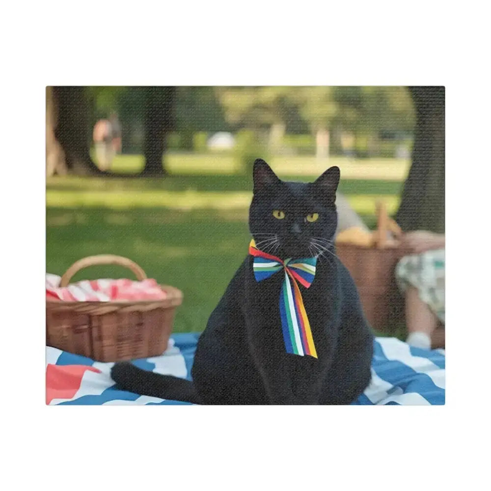 Rainbow Ribbon Cat Canvas Wall Art, Colorful Cat Decor - FloofChonk