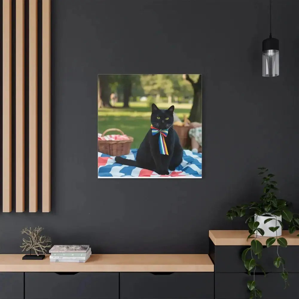 Rainbow Ribbon Cat Canvas Wall Art, Colorful Cat Decor - FloofChonk