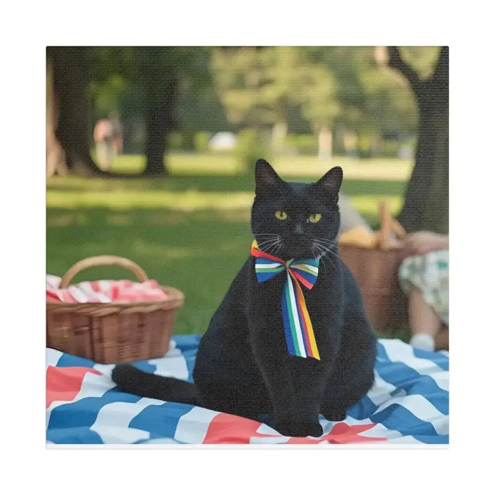 Rainbow Ribbon Cat Canvas Wall Art, Colorful Cat Decor - FloofChonk