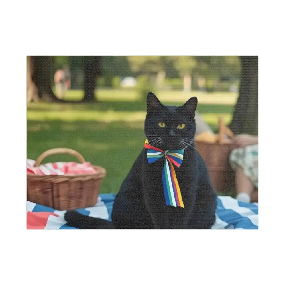 Rainbow Ribbon Cat Canvas Wall Art, Colorful Cat Decor - FloofChonk