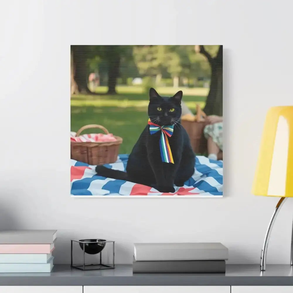 Rainbow Ribbon Cat Canvas Wall Art, Colorful Cat Decor - FloofChonk