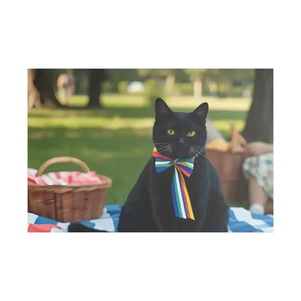 Rainbow Ribbon Cat Canvas Wall Art, Colorful Cat Decor - FloofChonk