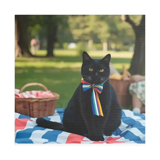 Rainbow Ribbon Cat Canvas Wall Art, Colorful Cat Decor - FloofChonk