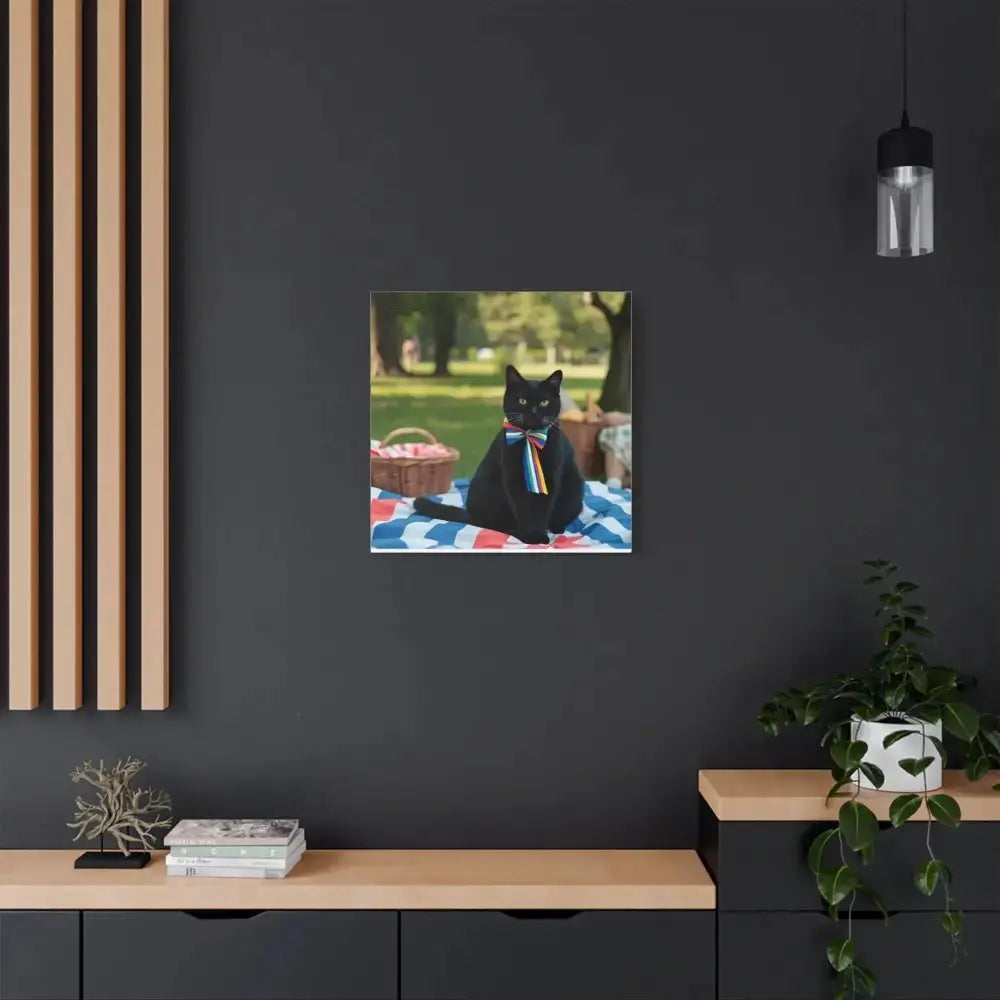 Rainbow Ribbon Cat Canvas Wall Art, Colorful Cat Decor - FloofChonk