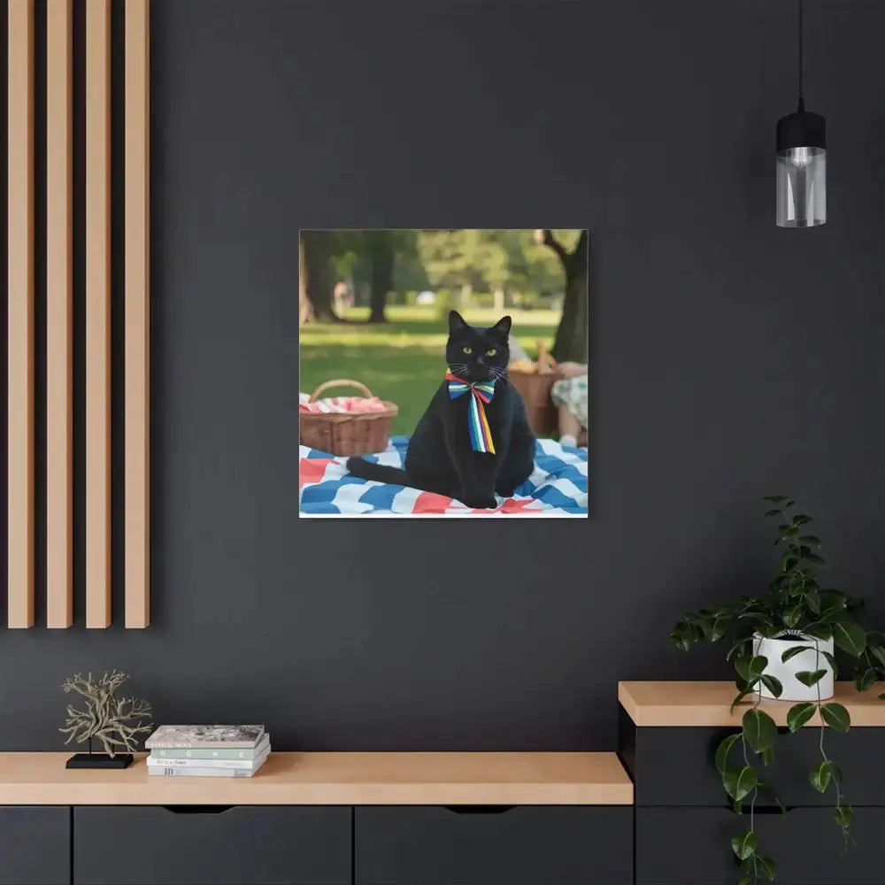 Rainbow Ribbon Cat Canvas Wall Art, Colorful Cat Decor - FloofChonk