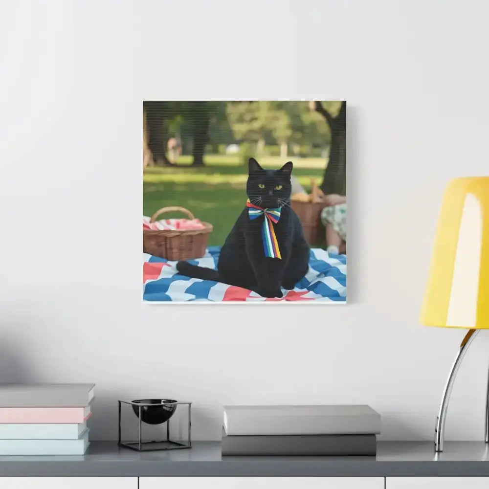 Rainbow Ribbon Cat Canvas Wall Art, Colorful Cat Decor - FloofChonk