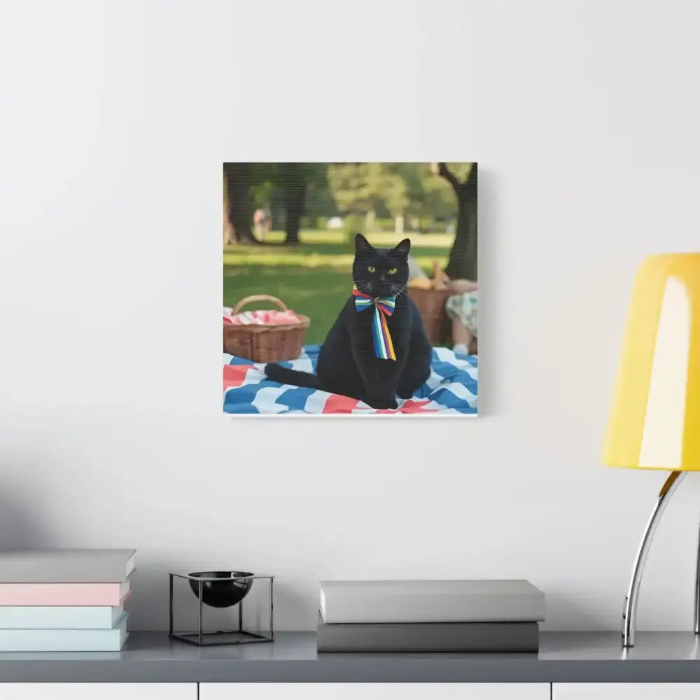 Rainbow Ribbon Cat Canvas Wall Art, Colorful Cat Decor - FloofChonk
