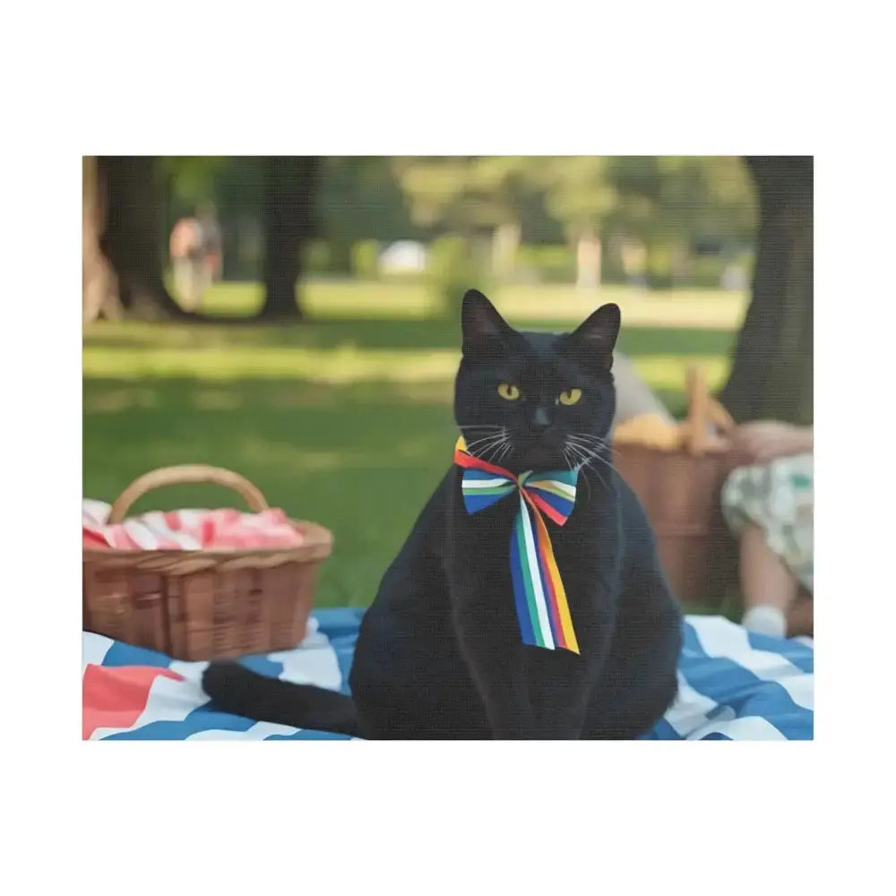 Rainbow Ribbon Cat Canvas Wall Art, Colorful Cat Decor - FloofChonk