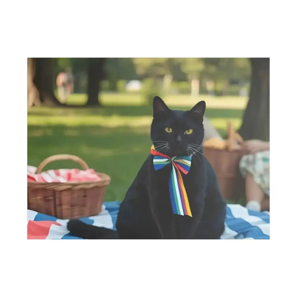 Rainbow Ribbon Cat Canvas Wall Art, Colorful Cat Decor - FloofChonk