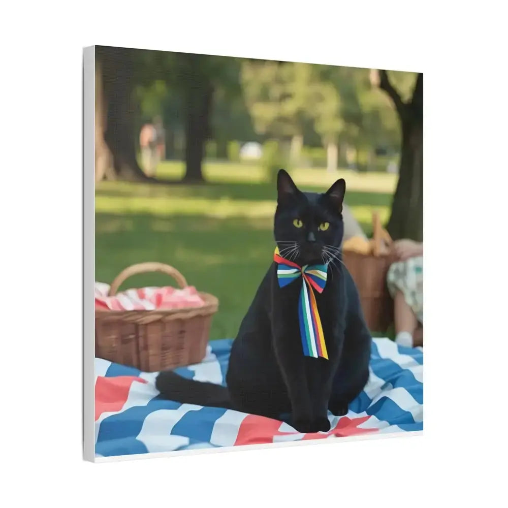 Rainbow Ribbon Cat Canvas Wall Art, Colorful Cat Decor - FloofChonk