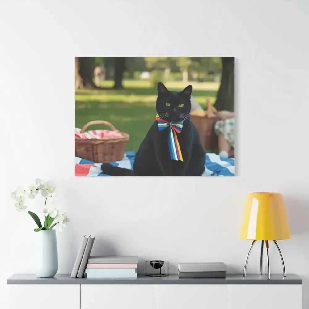 Rainbow Ribbon Cat Canvas Wall Art, Colorful Cat Decor - FloofChonk