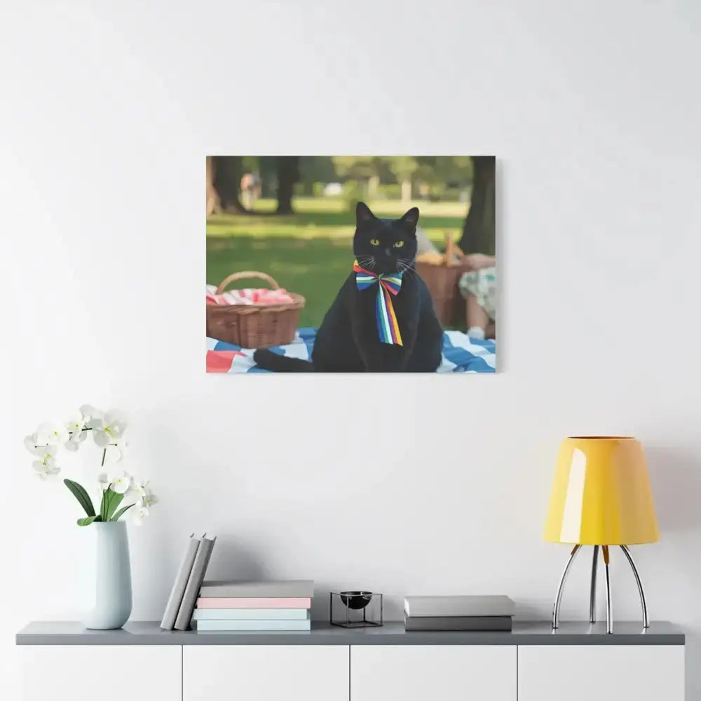 Rainbow Ribbon Cat Canvas Wall Art, Colorful Cat Decor - FloofChonk