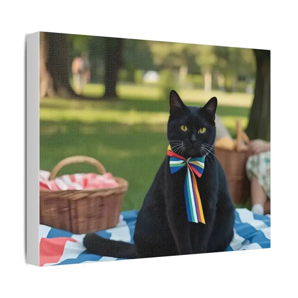 Rainbow Ribbon Cat Canvas Wall Art, Colorful Cat Decor - FloofChonk