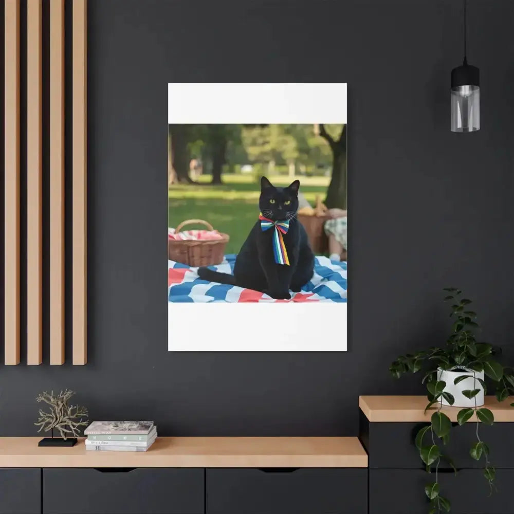 Rainbow Ribbon Cat Canvas Wall Art, Colorful Cat Decor - FloofChonk