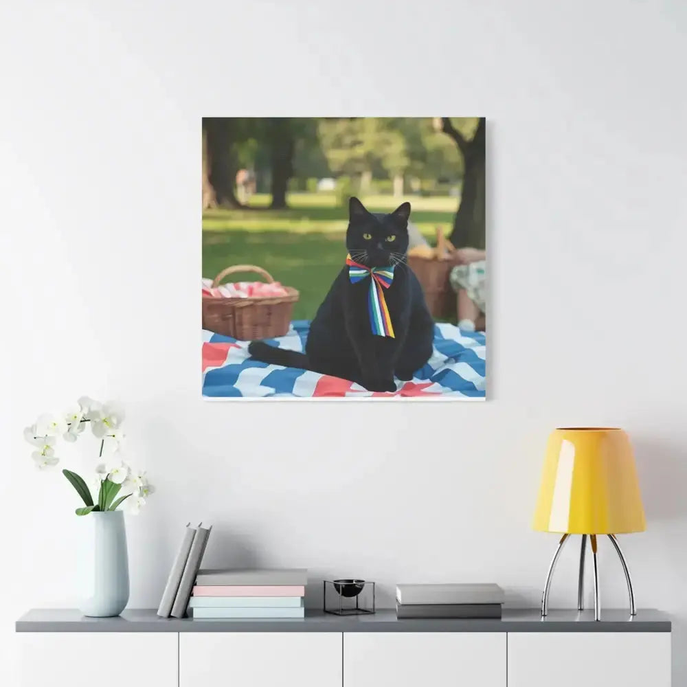 Rainbow Ribbon Cat Canvas Wall Art, Colorful Cat Decor - FloofChonk